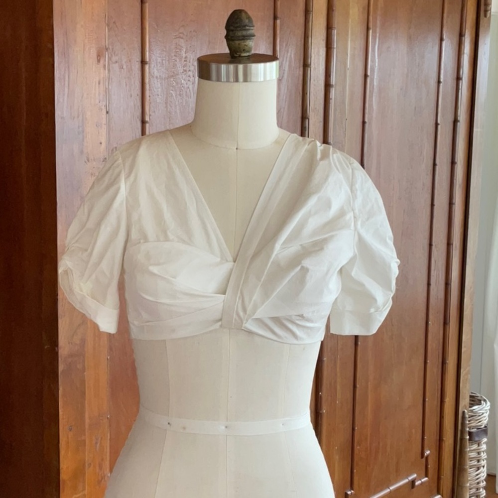 ALC Cream Puff Sleeve Crop Blouse NWOT
